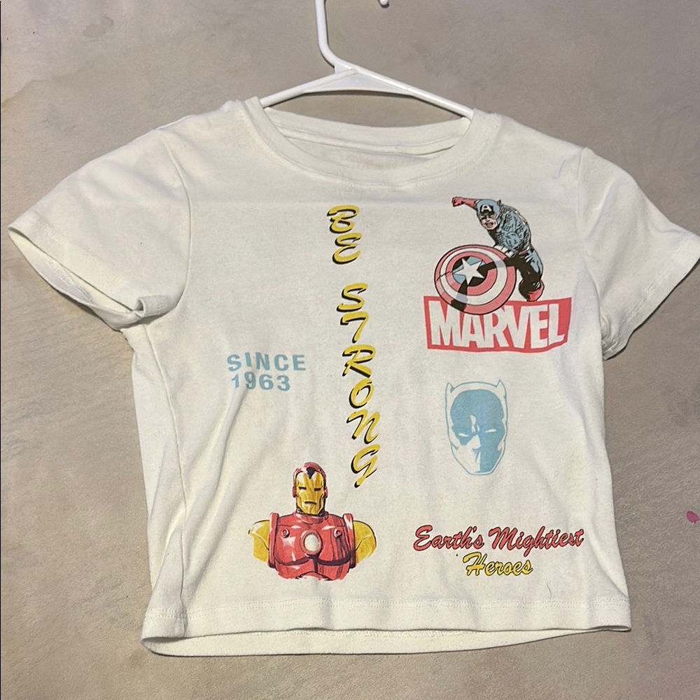 Marvel White Crop Top with Playful Graphics